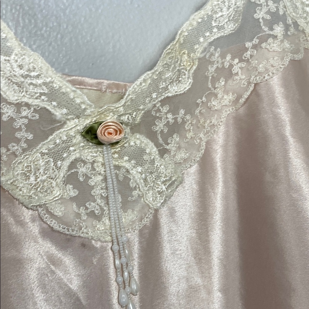 vintage California Dynasty negligee pink lace pearls - Picture 9 of 9